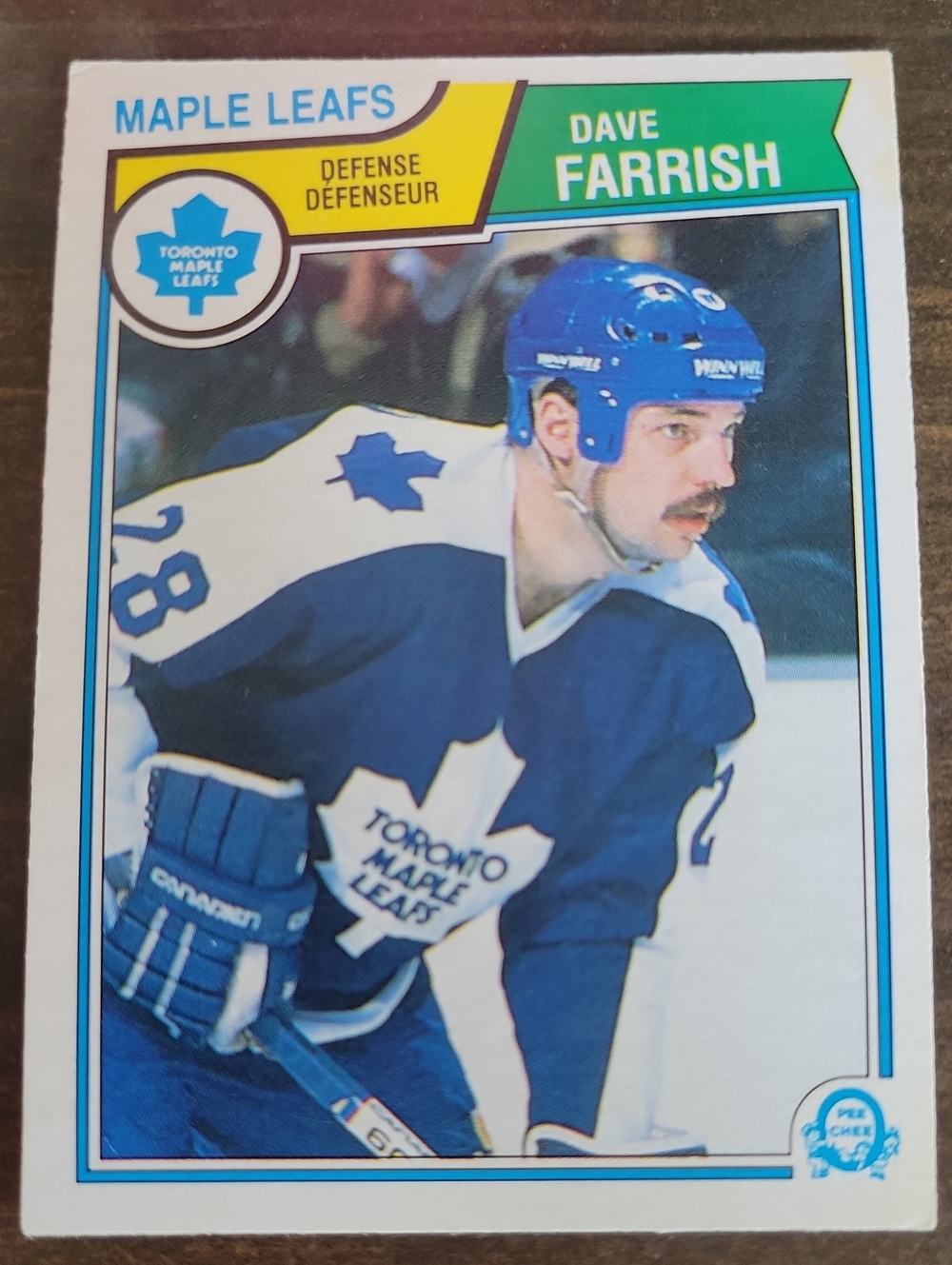 1983/84 OPC Toronto Maple Leafs Dave Farrish Hockey Card - Blue White